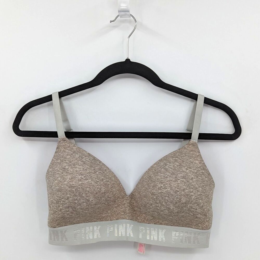 Victoria's Secret PINK Bra Women's 34D Gray Heather Wireless Lightly Lined